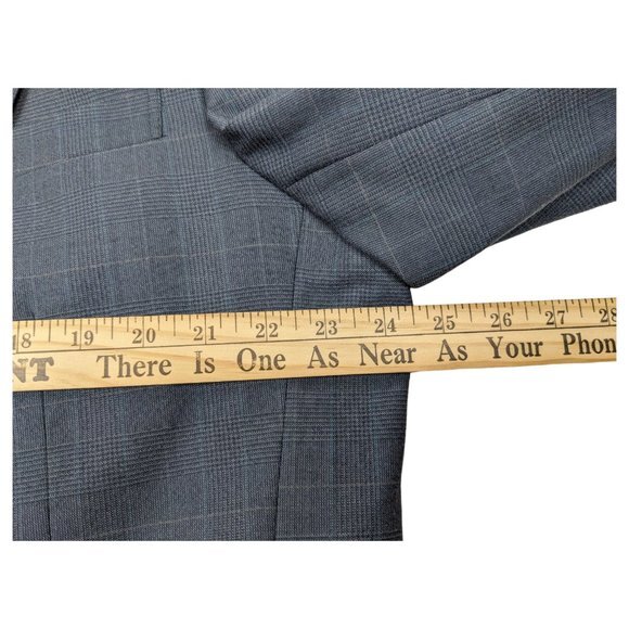 Pierre Balmain Paris Marseille Gray Plaid Suit Jacket Single-breasted 46L - Picture 10 of 16